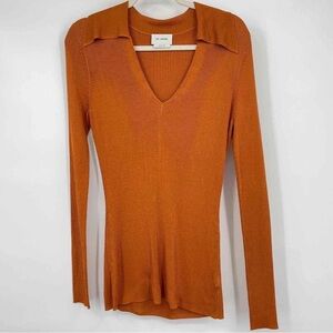St. John Rust Long Sleeve V-Neck Top
